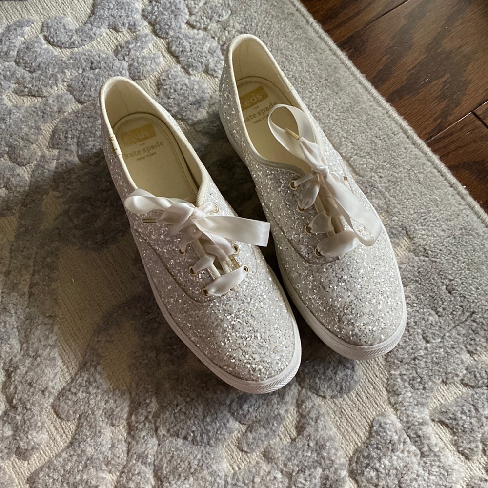 Kate Spade Ivory Glitter Triple Decker Keds